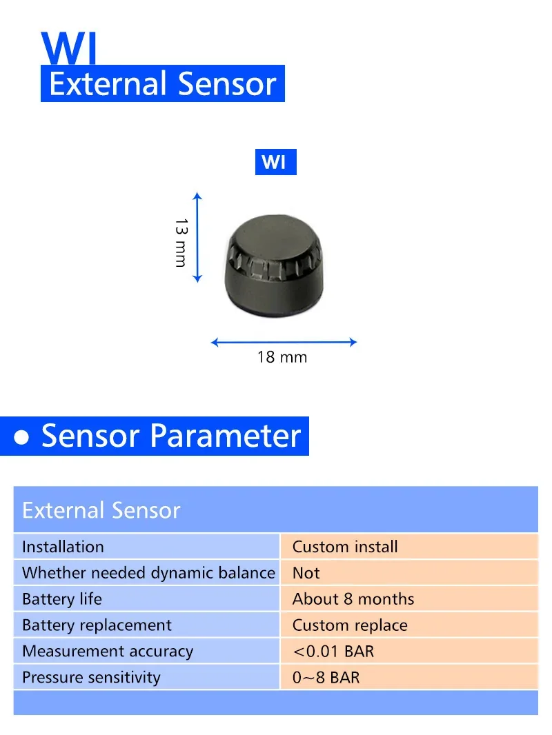 Czujnik ciśnienia w oponach do hulajnogi KuKirin — TPMS CAREUD M3, wyświetlacz LCD, 2 czujniki